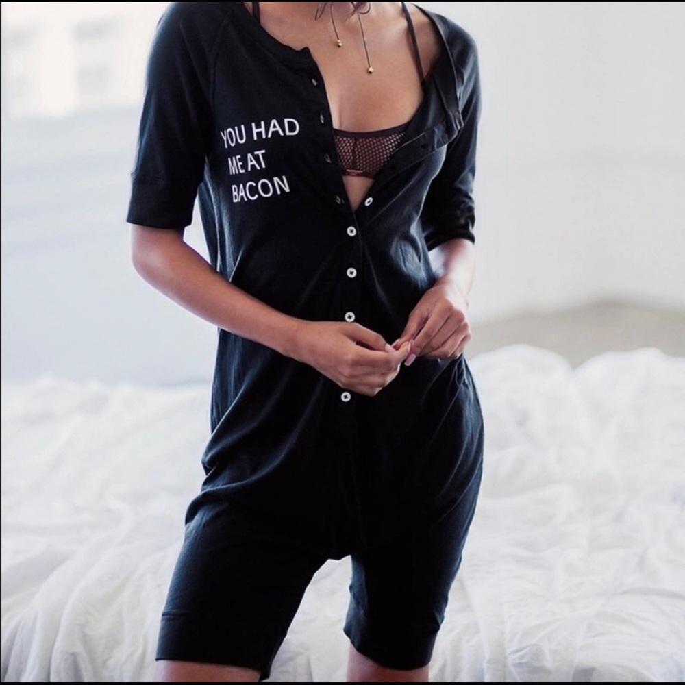 New Black “You Had Me At Bacon” Romper XS